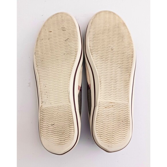 Burberry Nova Check Ballet Flat Burgundy Patent Cap Toe Rubber Bumper EU 35 US 5 - Picture 11 of 13